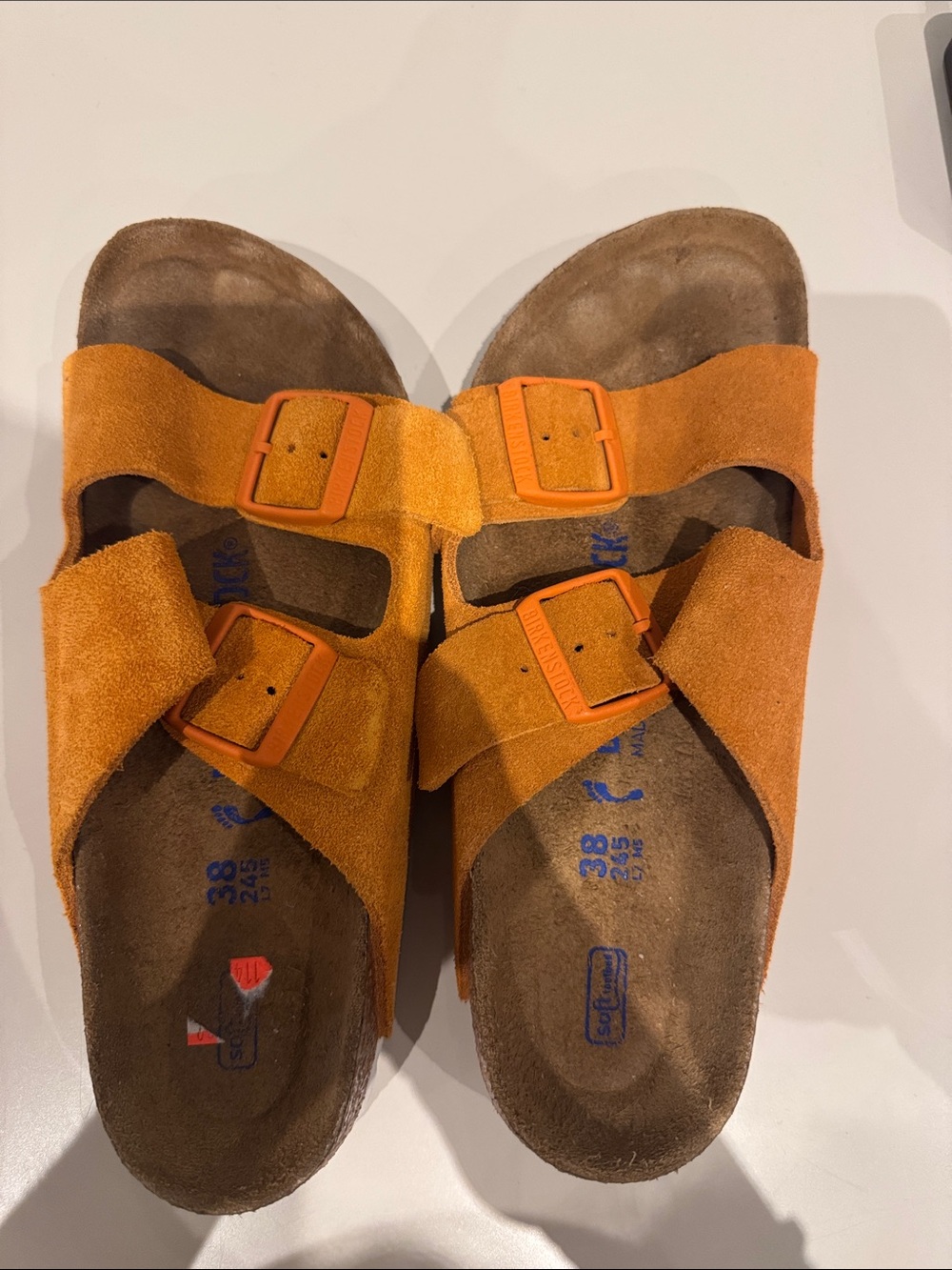 Birkenstock Kids Arizona Suede Sandals in Bright Orange